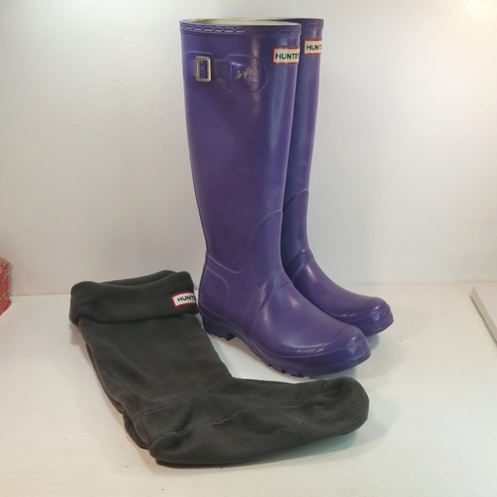 Hunter Purple Tall Rubber Rain Boots Women's Size 7 Gem